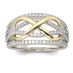 S925 Elegant Silver Color Shining Cubic Zircon Love Ring.